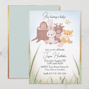 Cute Bosdieren Baby Shower Kaart
