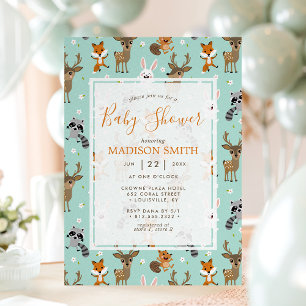 Cute Bosdieren Baby Shower Kaart