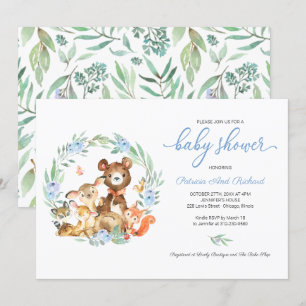 Cute bosdieren groene baby shower kaart