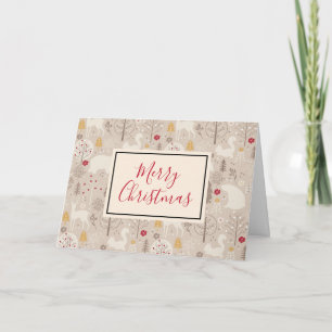 Cute bosdieren kerstpatroon kaart