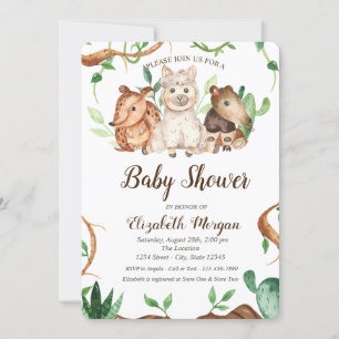 Cute bosdieren schapen bladeren baby shower kaart
