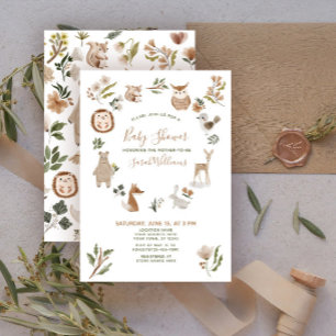 Cute Bosdieren Script Boho Baby Shower Kaart