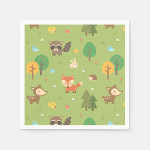 Cute bosdierpatroon babyshowerfeestje servet