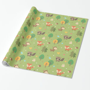 Cute bosdierpatroon voor kinderen cadeaupapier