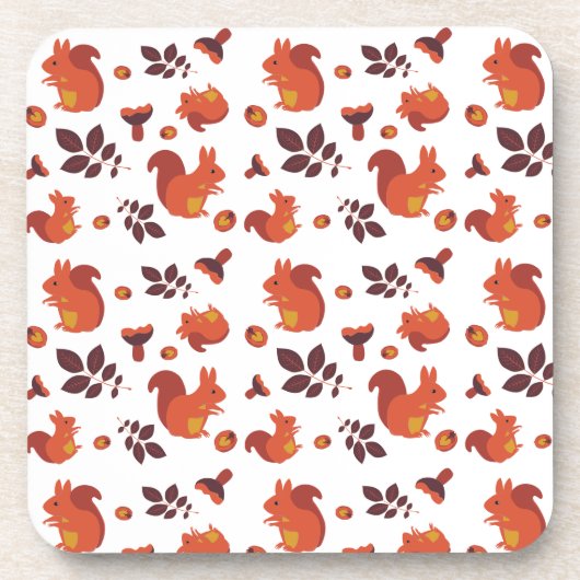Cute Bosgronds Eekhoorn Herfst Patroon Bier Onderzetter (Voorkant)