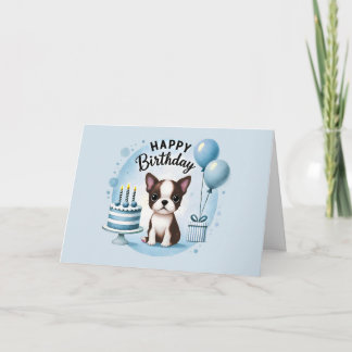 Cute Boston Terrier Birthday Card  Bedankkaart
