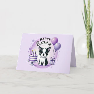 Cute Boston Terrier Birthday Card  Bedankkaart