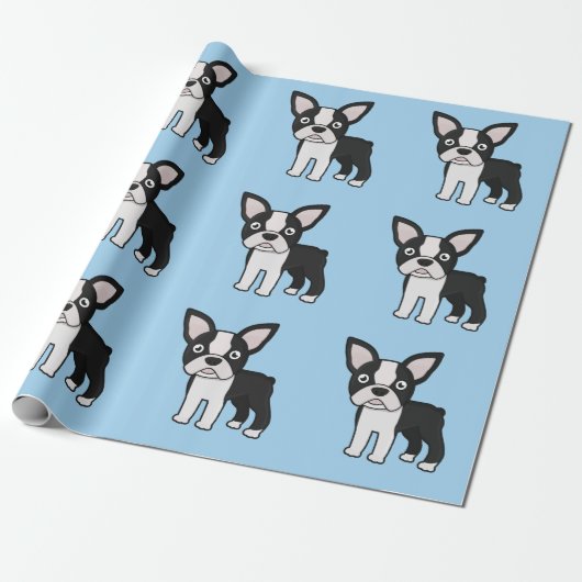 Cute Boston Terrier Cadeaupapier (Uitgerold)