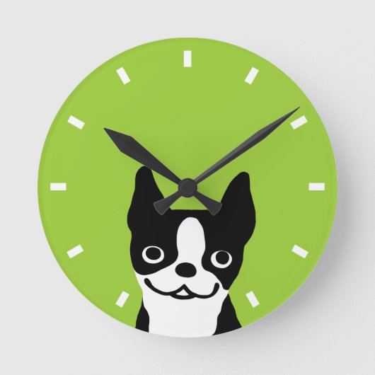 Cute Boston Terrier - kleur Ronde Klok (Voorkant)