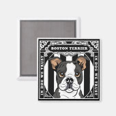Cute Boston Terrier Magnet Carré (Recto/Verso)