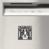 Cute Boston Terrier Magnet Carré (In Situ (Lave-vaisselle))
