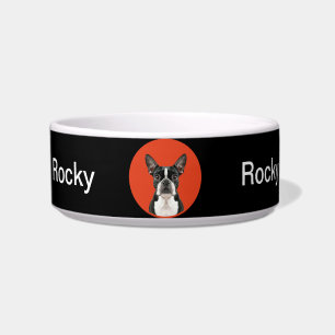 Cute Boston Terrier Monogram Dog Feed Water Bowl Voerbakje