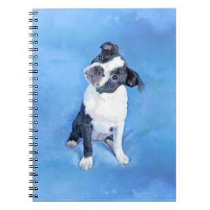 Cute Boston Terrier Puppy Painting Notitieboek