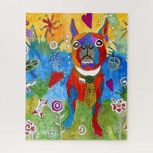 Cute Boston Terrier Puzzle - 520 Pieces (Vertical)
