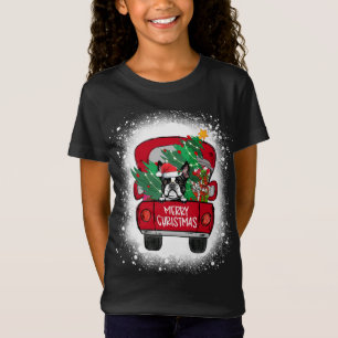 Cute Boston Terrier Red Truck Merry Kerstmis Blea T-shirt