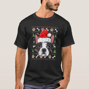 Cute Boston Terrier Ugly KerstSweater Santa H T-shirt