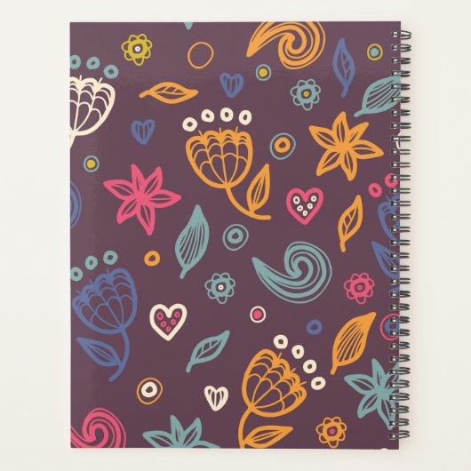 Cute Botanical Abstract Pattern Persoonlijk Jaar Planner (Achterkant)