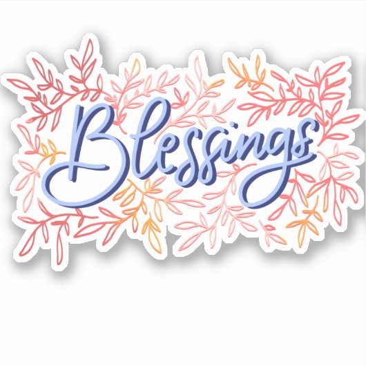 Cute botanical Hand Lettered Blessings word Sticker (Voorkant)