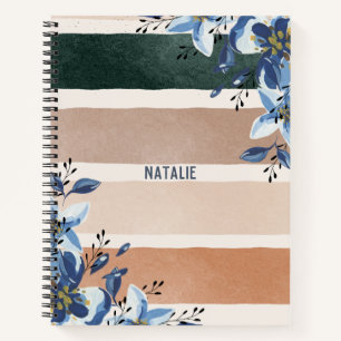 Cute botanical monogram Schattige blauwe florale Notitieboek