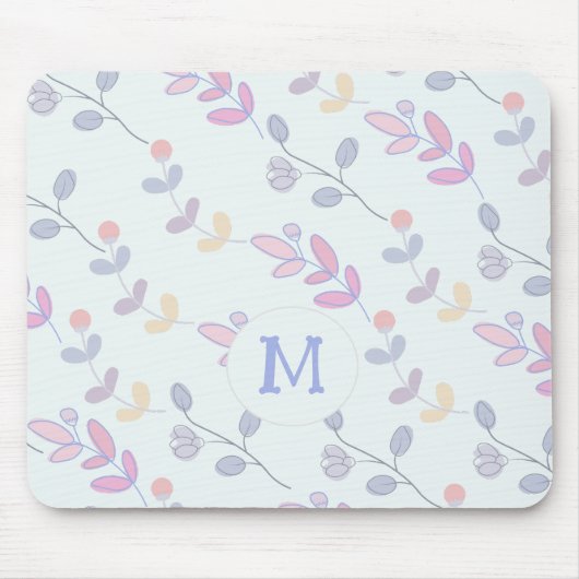 Cute Botanical Pastel Leaves Pattern Muismat (Voorkant)