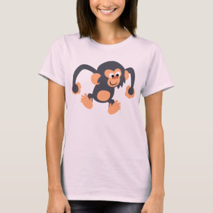 Cute Bouncy Cartoon Chimpansee Women T-Shirt