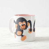 Cute Bouncy Cartoon Chimpanzee Mok (Voorkant links)