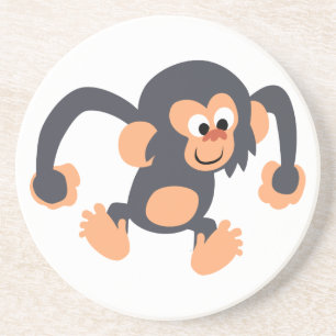 Cute Bouncy Cartoon Chimpanzee Onderzetter