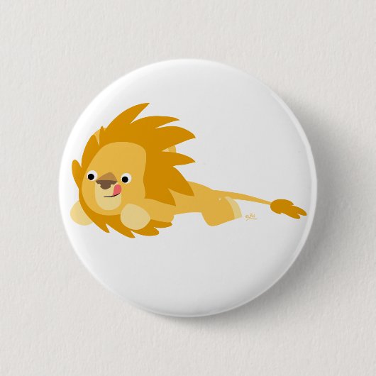 Cute Bouncy Cartoon Lion Button Badge (Voorkant)
