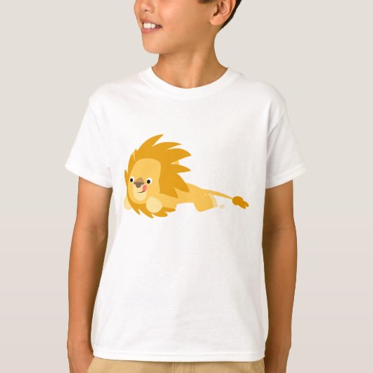 Cute Bouncy Cartoon Lion Children T-Shirt (Voorkant)