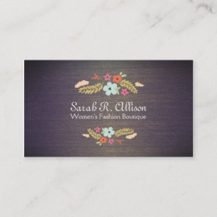 Cute Boutique Flowers Wood Floral Visitekaartje