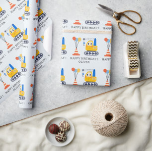 Cute Bouw Thema Kinderen Verjaardagsfeestje Cadeaupapier