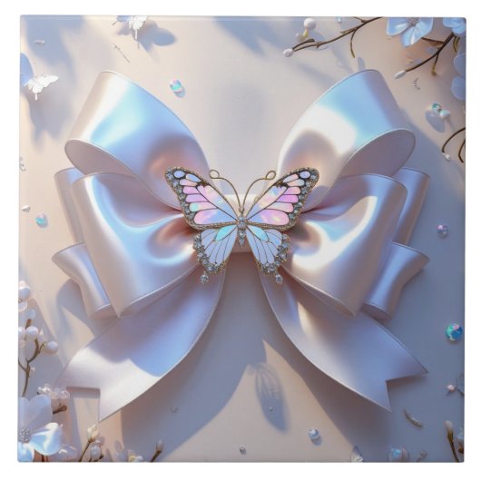 Cute bow Ceramic Tile Tegeltje (Voorkant)