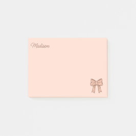 Cute Bow Preppy Coquette Girly Pink With Name  Post-it® Notes