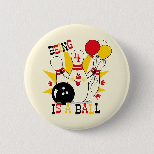 Cute Bowling Pin Birthday Button (Voorkant)