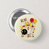 Cute Bowling Pin Birthday Button (Voorkant /achterkant)