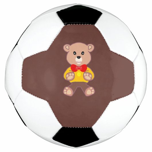 Cute Bowtie Teddy Bear Brown Soccer Ball Voetbal (Voorkant)