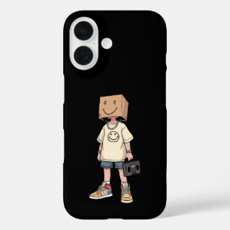 Cute Box Head Boy Streetwear Esthetische iPhone Ho 16 Hoesje