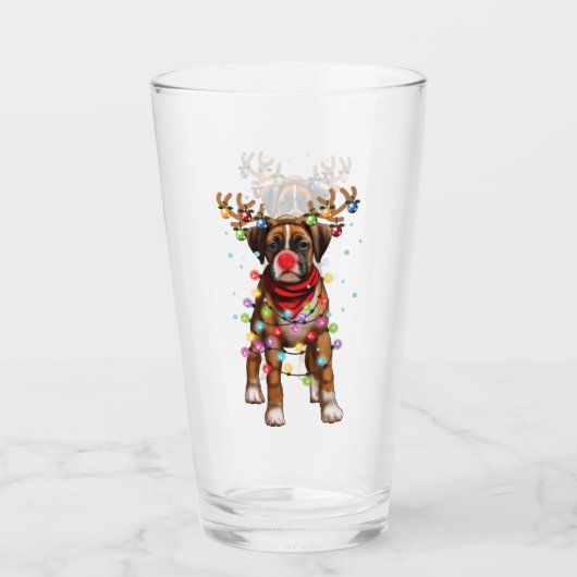 Cute Boxer Dog Funny Christmas Holiday Gifts Glas (Voorkant)