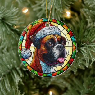 Cute Boxer Dog Kerstmis Keramisch Ornament