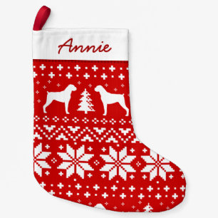 Cute Boxer Dog Silhouettes Holiday Pattern Xmas Kleine Kerstsok