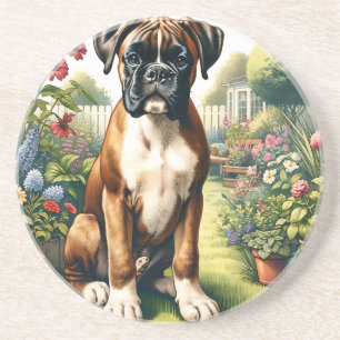 Cute Boxer Dog Zandsteen Onderzetter