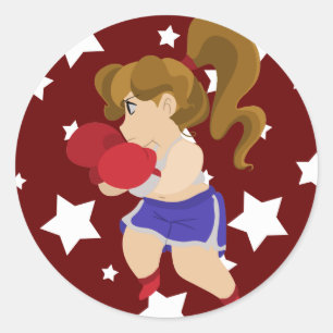 Cute Boxer Girl Ronde Sticker