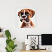 Cute Boxer Puppy Dog Portret Poster (Thuiskantoor)