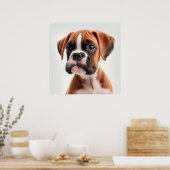 Cute Boxer Puppy Dog Portret Poster (Keuken)