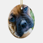 Cute Boxer Puppy Kerstversier Keramisch Ornament (Rechts)