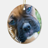 Cute Boxer Puppy Kerstversier Keramisch Ornament (Links)