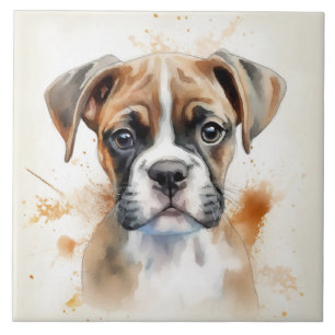 Cute Boxer Puppy Waterverf Tegeltje