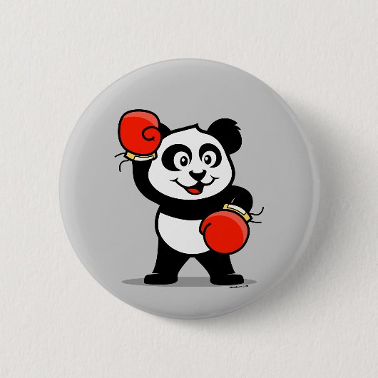 Cute Boxing Panda Ronde Button 5,7 Cm (Voorkant)