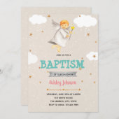 Cute boy angel baptisme-uitnodiging kaart (Voorkant / Achterkant)