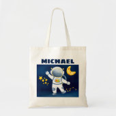 Cute Boy Astronaut in Space Canvas tas (Voorkant)